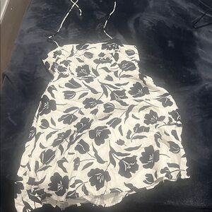 Floral Black and White Spaghetti Strap Dress